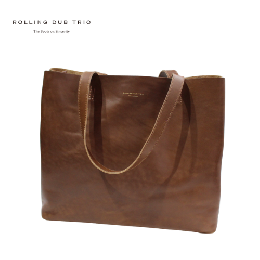 ROLLING DUB TRIO BOX TOTE BAG -LEATHER- brown