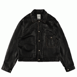 BOW WOW LACE-UP LEATHER TRUCKER JACKET