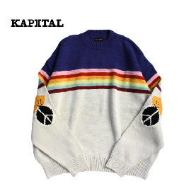 KAPITAL 5G綿ニットRAINBOW&PECKISH RAINBOWYクルーセーターnasu