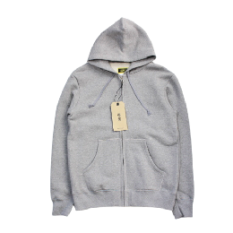 ADDICT CLOTHES FLEECE LINED ZIP-UP HOODIE gry